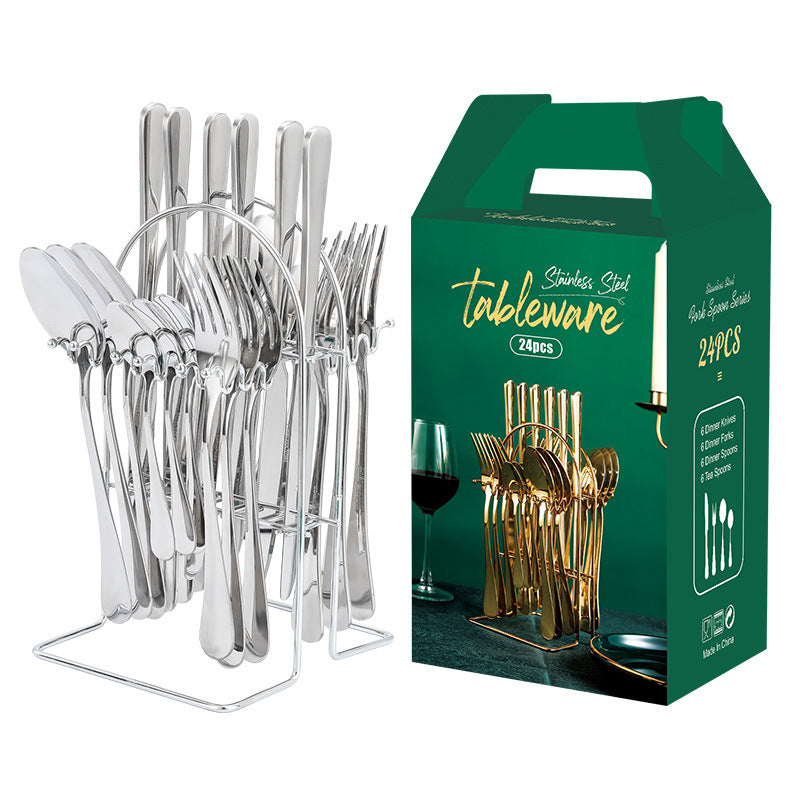 Luxury Stainless Steel Cutlery Set with Storage Rack