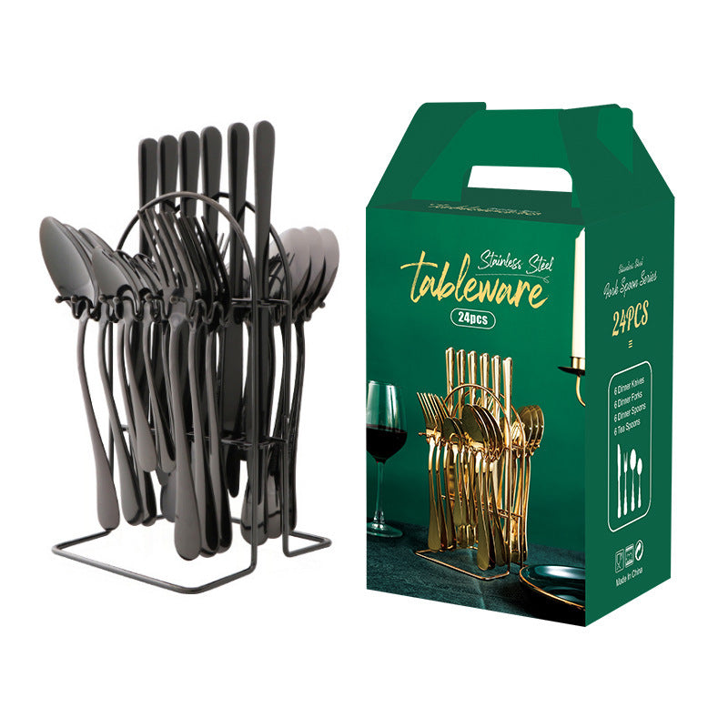 Luxury Stainless Steel Cutlery Set with Storage Rack